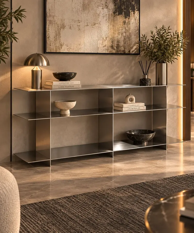 metal mobilya, metal mobilya imalatı, paslanmaz mobilya, metal dresuar, metal orta sehpa, metal yan sehpa, metal masa, metal ayna, özel tasarım metal mobilya, Ankara metal mobilya